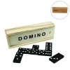 Domino Set Game in Wooden Slide Box – 28 Black Wooden Pieces