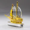 Golden Boat-Shaped Memento in Metal with Glass Base - Image 3