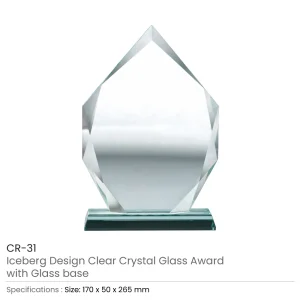 Iceberg Design Crystal Awards with Glass Base - Image 7