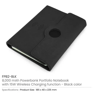 Powerbank Portfolio Notebook, 8000 mAh, with 15W Wireless Charging - Image 8