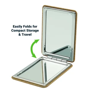 Rectangle Pocket Mirror, Double-Sided Foldable with Cork Finish Cover - Image 7