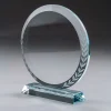 Round Clear Crystal Award with Engraved Leaves - Image 3
