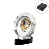 Round Crystal Clock Awards with Oval Glass Base in Box