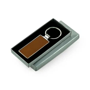 Silver Shiny Metal Keychains with Laserable PU Leather Plate - Image 6
