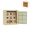 Tic-Tac-Toe Wooden Board Game with Slide Storage Box – 9 Wooden Cubes
