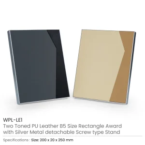 Two-Toned PU Leather Awards with Aluminum Frame & Stand – B5 Size in Luxury Box - Image 6