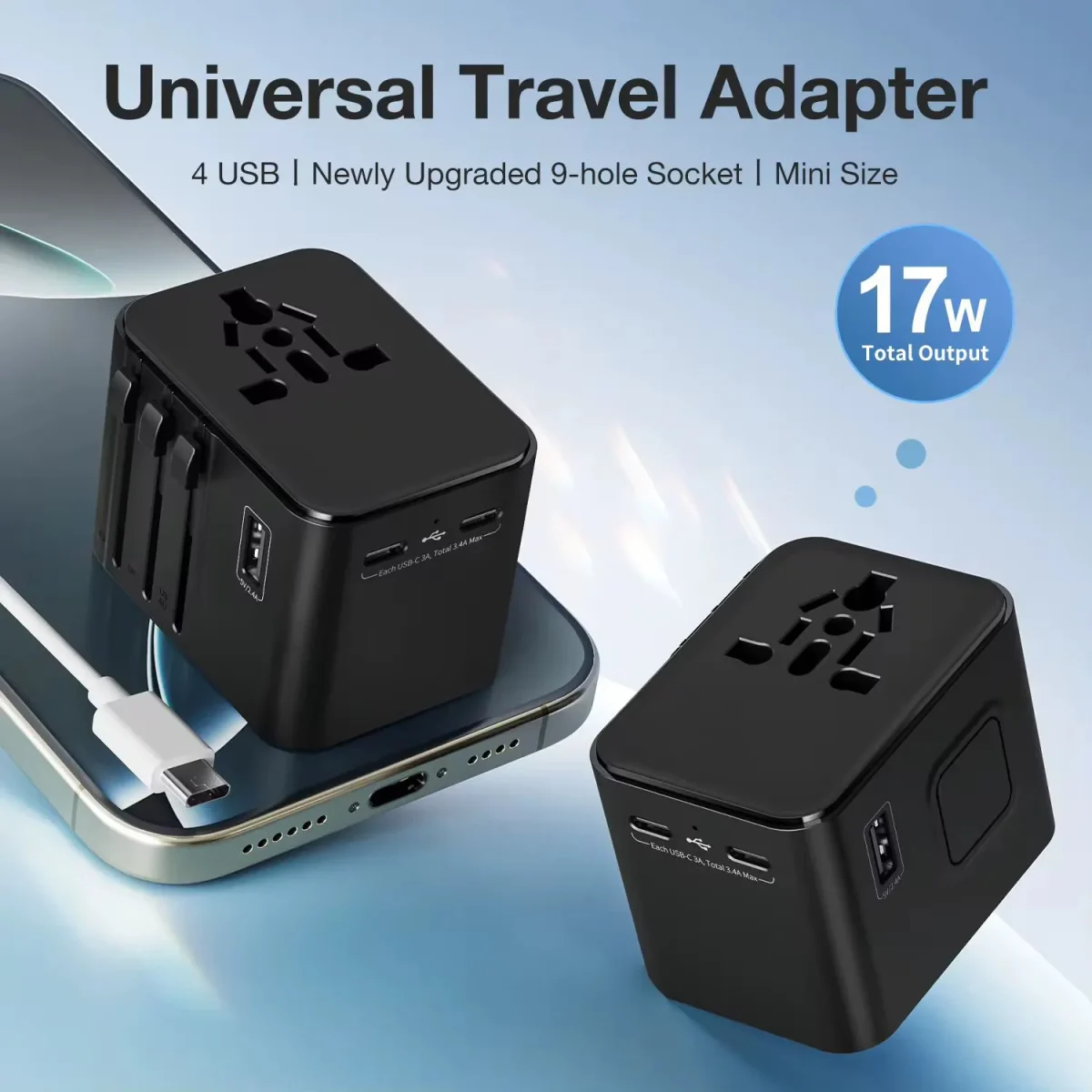 17W-Universal-Travel-Adaptor-JU-TA-004-BK.webp Universal Travel Adaptors, 17W, 2Type C+2USB+AC Port - Image 6