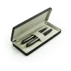 Black Metal Pen Set with Matte & Glossy Finish in PU Leather Box - Image 8