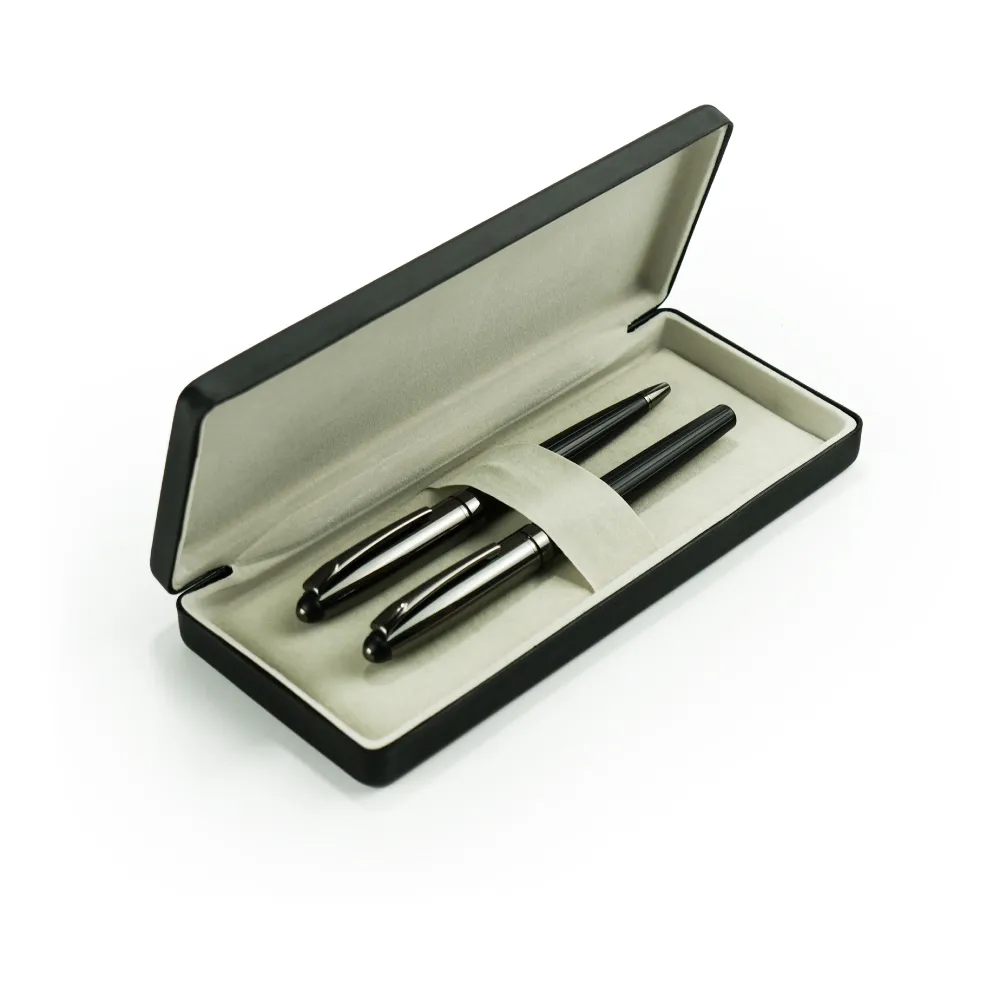 Black-Metal-Pen-Set-PN63-in-Box.webp Black Metal Pen Set with Matte & Glossy Finish in PU Leather Box - Image 8