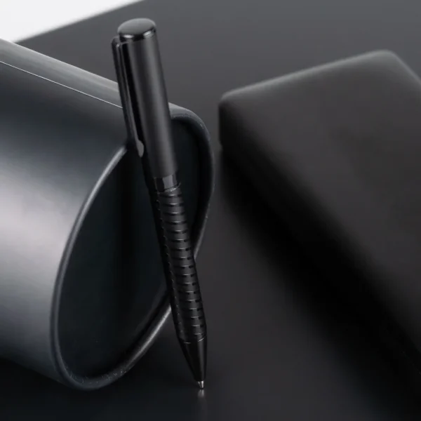 Black Metal Pens with Spiral Design Barrel PN66 BLK Sample