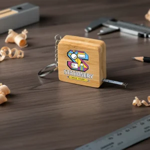 Bamboo Retractable Measuring Tape Keychains - Image 2