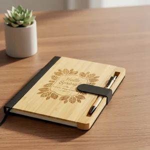 Bamboo and rPET Notebooks with Pen, A5, Bookmark & Magnetic Clasp - Image 2