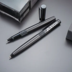Black Metal Pen Set with Matte Finish in Hardboard Slide to Open Box - Image 2
