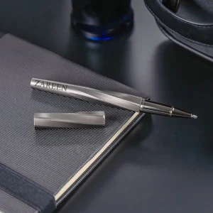 Rollerball Pens Swirl Design in Gunmetal Finish with PU Leather Box - Image 2