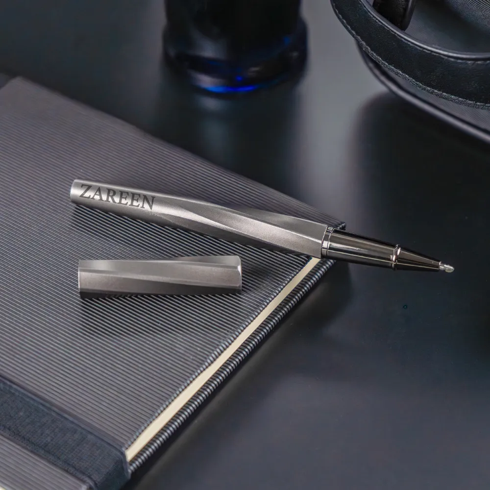 Branding-Rollerball-Pen-Swirl-Design-in-Gunmetal-Finish-with-PU-Leather-Box-PN62 Rollerball Pens Swirl Design in Gunmetal Finish with PU Leather Box - Image 2