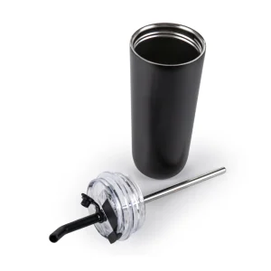 Double Wall SS Tumblers with Transparent Lid and Metal Straw - 500ml - Image 9