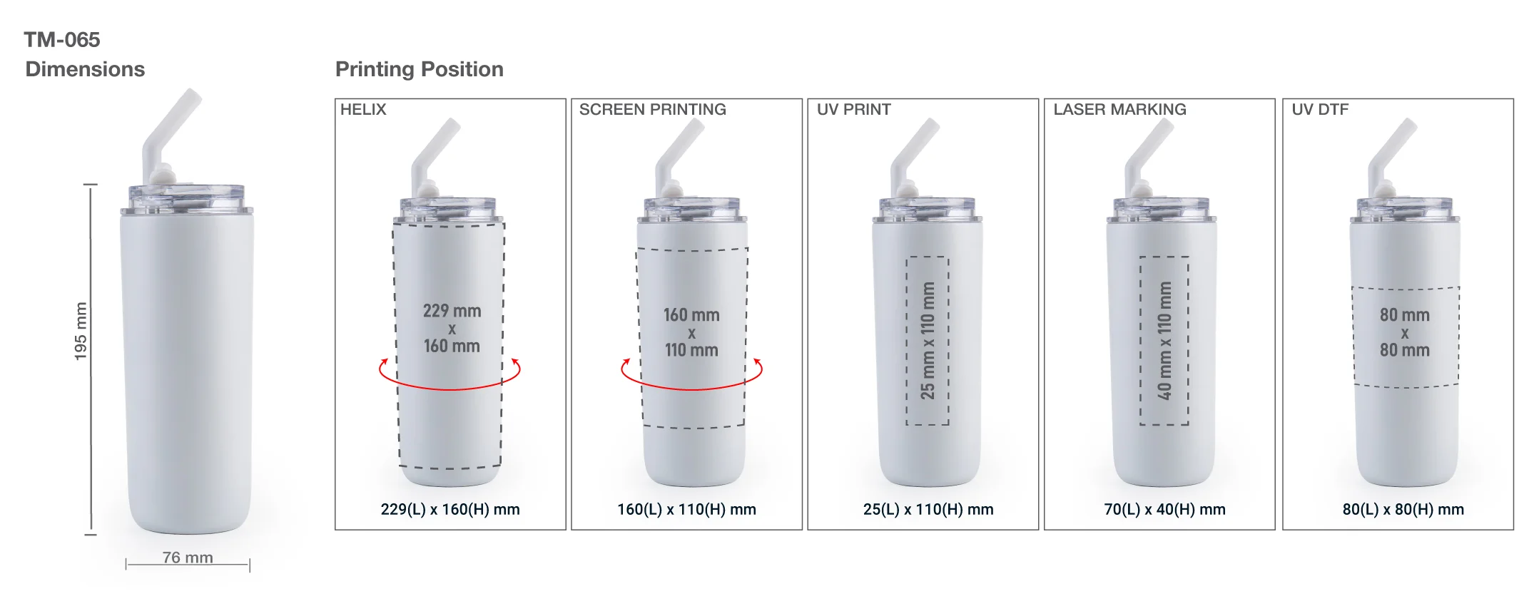 Double Wall SS Tumbler with Transparent Lid and Metal Straw 500ml TM 062 Printing Details