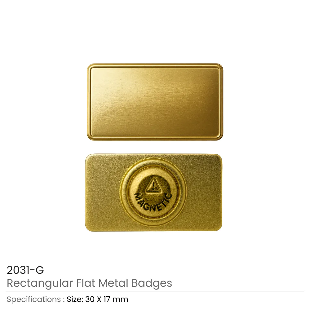 Gold-Rectangular-Flat-Metal-Badges-2031-G.webp Rectangular Flat Metal Badges with Magnet Attachment - Image 6