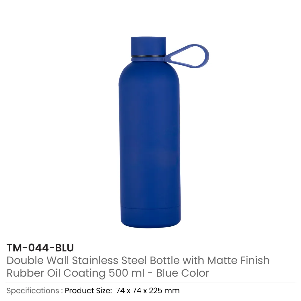 Stainless-Steel-Water-Bottle-TM-044-BLU.webp Stainless Steel Water Bottles 500ml – Double Wall, Matte Finish, Soft-Touch Rubber Coating - Image 9