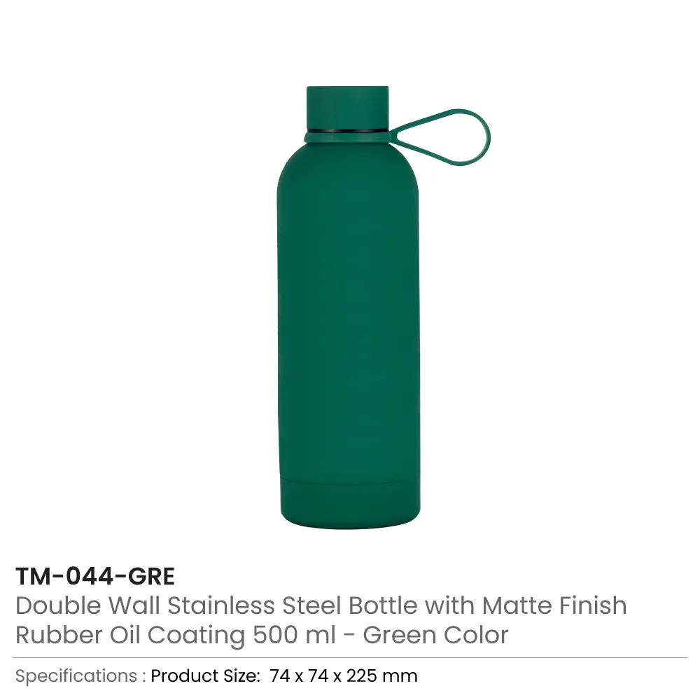 Stainless-Steel-Water-Bottle-TM-044-GRE.webp Stainless Steel Water Bottles 500ml – Double Wall, Matte Finish, Soft-Touch Rubber Coating - Image 10