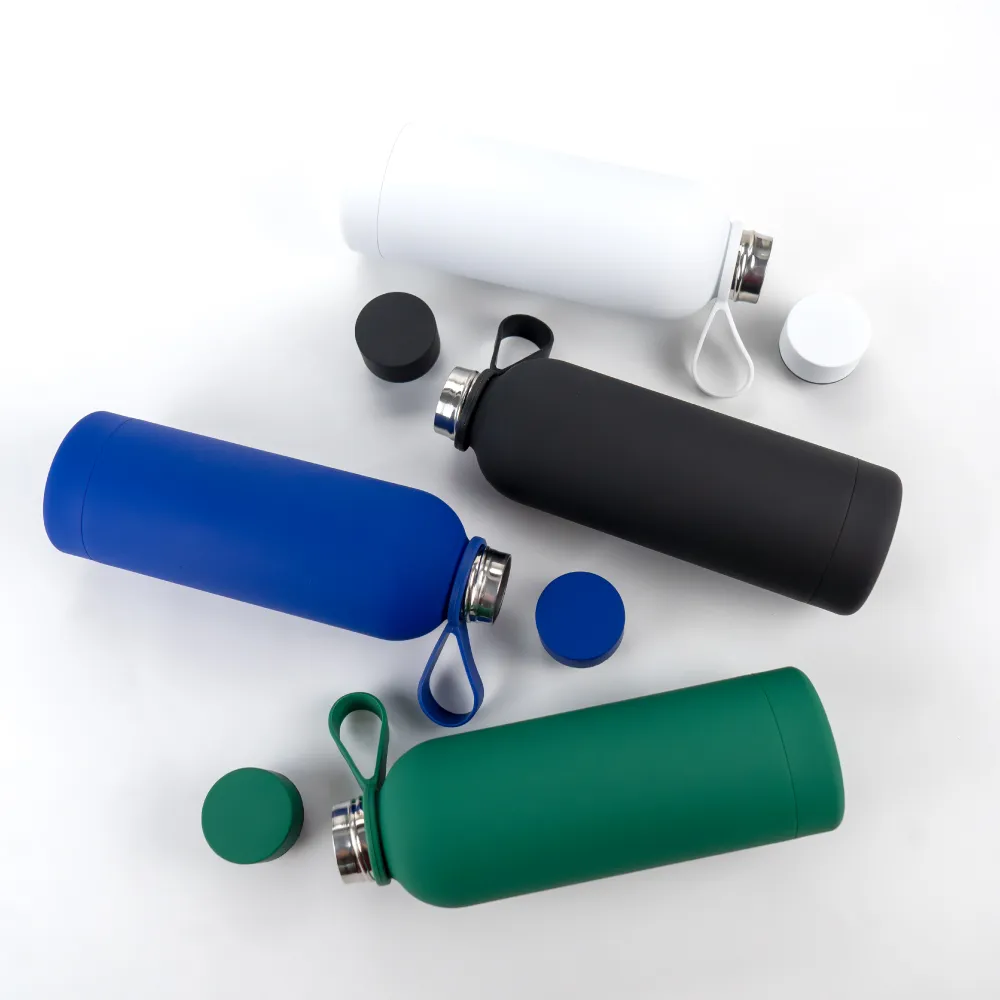 Stainless-Steel-Water-Bottle-TM-044-Top-View.webp Stainless Steel Water Bottles 500ml – Double Wall, Matte Finish, Soft-Touch Rubber Coating - Image 6