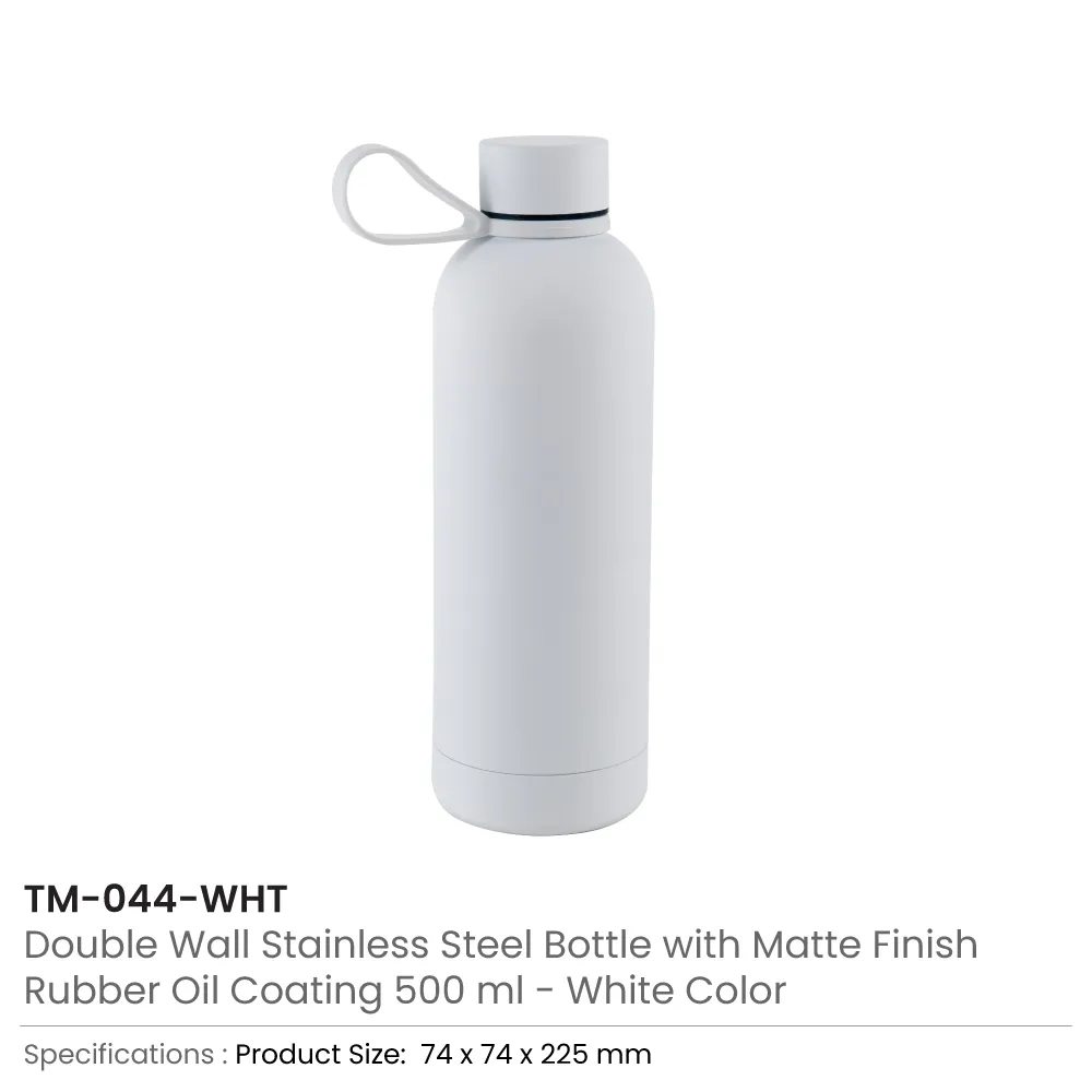 Stainless-Steel-Water-Bottle-TM-044-WHT.webp Stainless Steel Water Bottles 500ml – Double Wall, Matte Finish, Soft-Touch Rubber Coating - Image 7