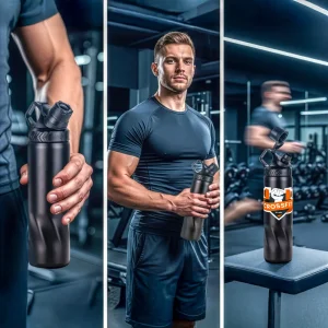 Stainless Steel Water Bottles in Black Matte, Double Wall, 620ml - Image 2