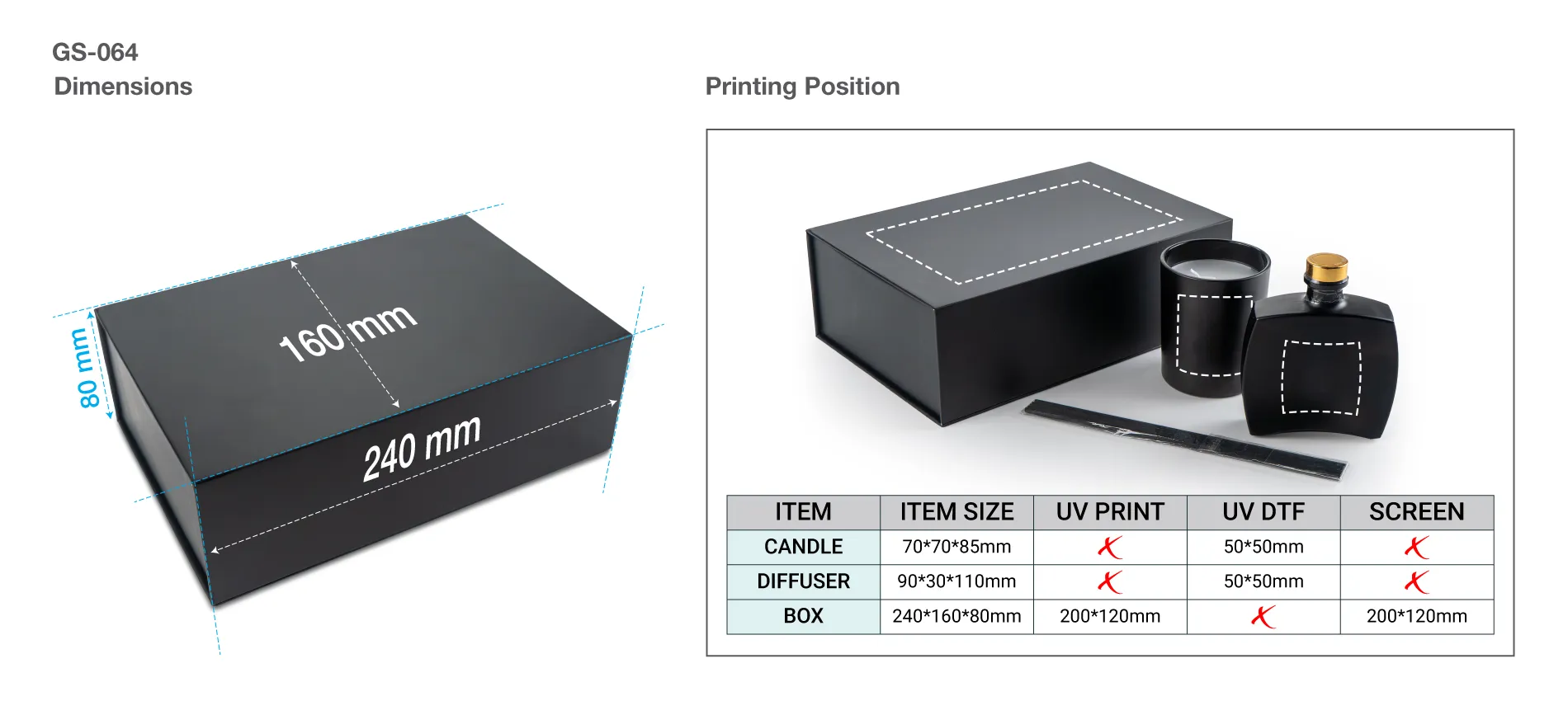 Premium Office Gift Set in Black Sleeve Pouch 1 Exclusive Collection Giftset Aroma Diffuser and Candle GS 064 Printing Details