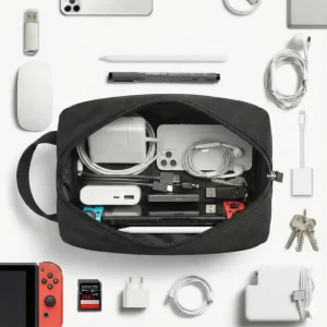 Multipurpose Utility Pouch in Black Polyester Fabric with Zipper and Webbing Handle - Image 3