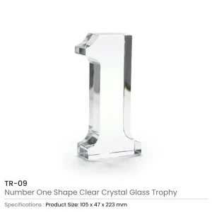 Crystal Glass Trophy in Number One Shape with Gold Lock Closure Box - Image 6