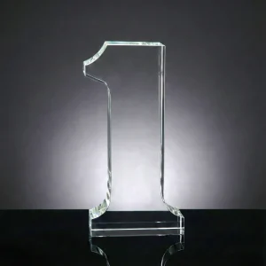 Crystal Glass Trophy in Number One Shape with Gold Lock Closure Box - Image 7