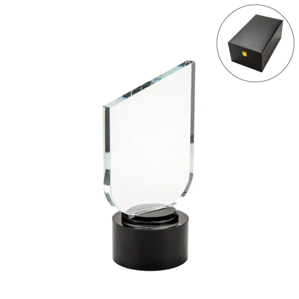 Crystal Trophy with Round Black Base in Premium Fiber Box