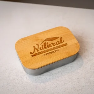 Stainless Steel Lunch Box with Bamboo Lid & Strap - Image 3