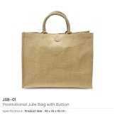 Reusable Jute Shopping Bags with Button Closure - Image 3