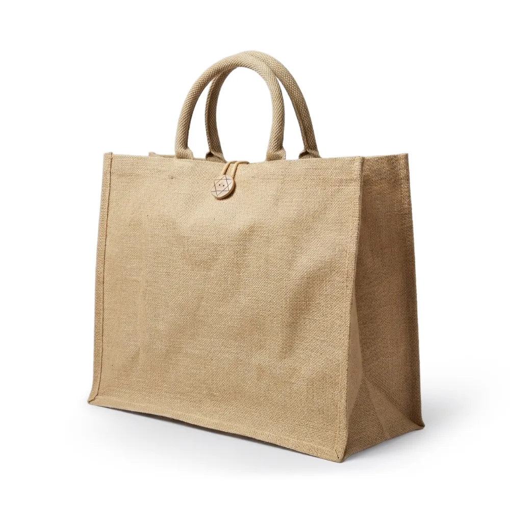 Jute-Shopping-Bags-JSB-01-Side-View.webp Reusable Jute Shopping Bags with Button Closure - Image 1