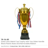 Metal Close Cup Trophies with Two-Sided Handle & Attached Ribbons - Image 11