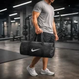 Duffle Gym Bags in Black with Zipper Closure - Image 2