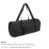 Duffle Gym Bags in Black with Zipper Closure - Image 5