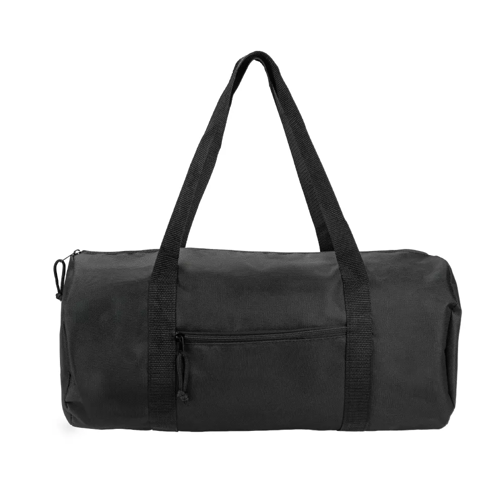Duffle-Gym-Bags-SB-15-Front-View.webp Duffle Gym Bags in Black with Zipper Closure - Image 1
