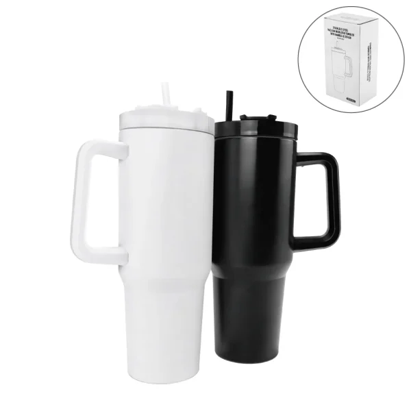 Tumblers with Handle and Straw in SS & Similar to Stanley Design, 1200ml