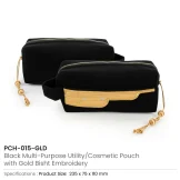 Black Multi-Purpose Utility & Cosmetic Pouch with Bisht Embroidery - Image 6