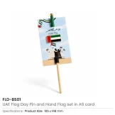 UAE Flag Badge and Hand Flag Set on UAE Theme A6 Card - Image 3