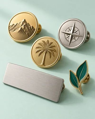 Promotional pins and metal name badges